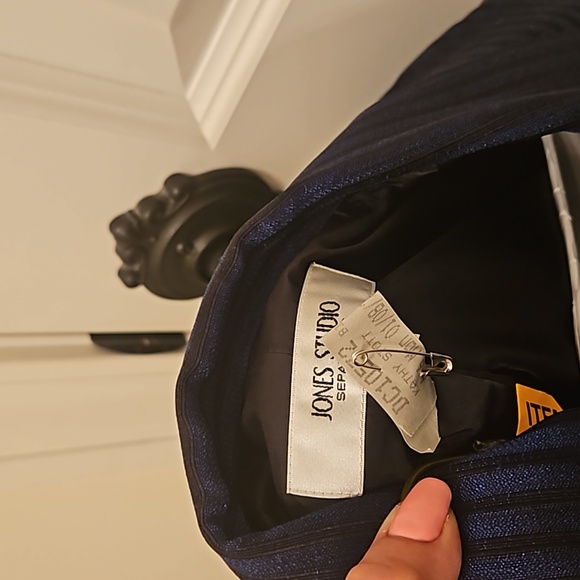 VINTAGE BLAZER Women's NAVY BLUE/BLACK blazer Size 12 - Picture 4 of 5